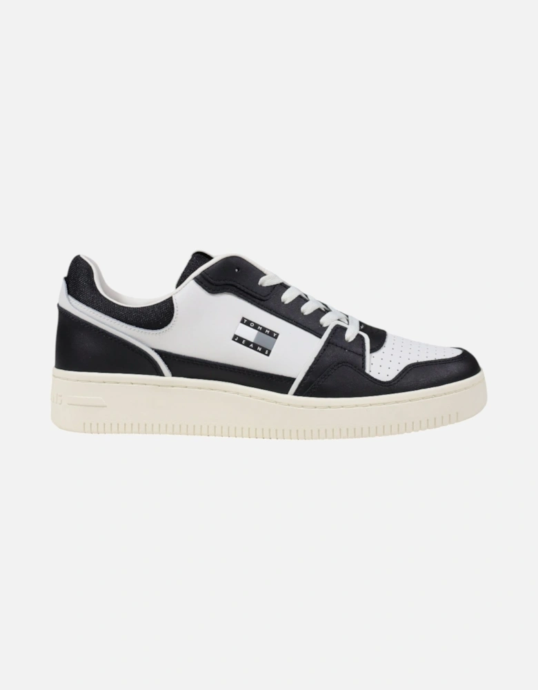 Leather Lace-Up Sneakers with Polyurethane Detail