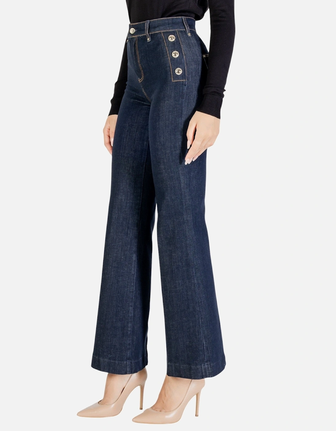 Zip and Button Fastening Jeans with Pockets