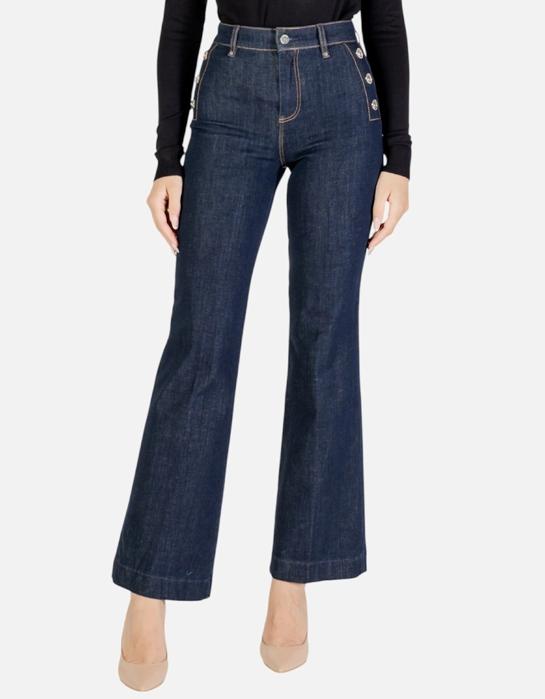 Zip and Button Fastening Jeans with Pockets