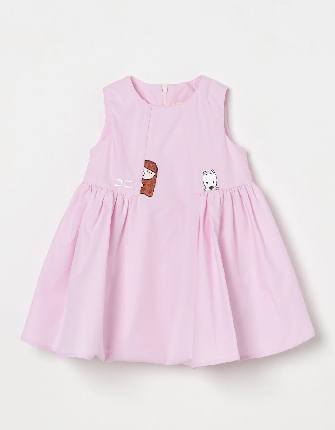 Girls Sleeveless Poplin Dress with Animal Embroidery, 4 of 3
