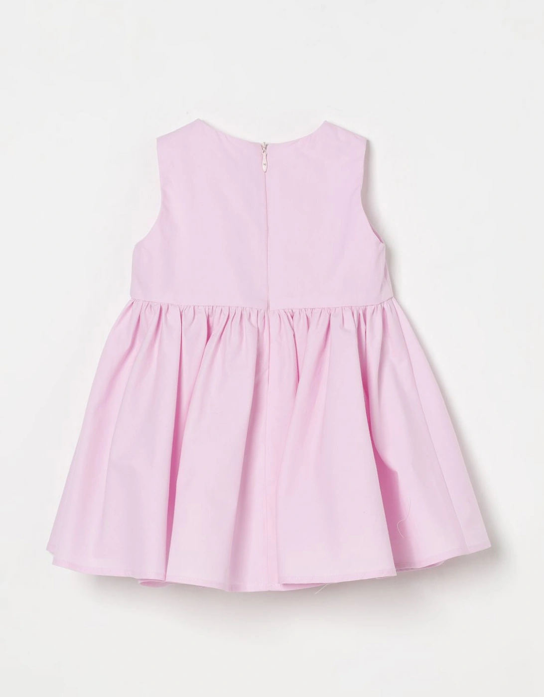 Girls Sleeveless Poplin Dress with Animal Embroidery
