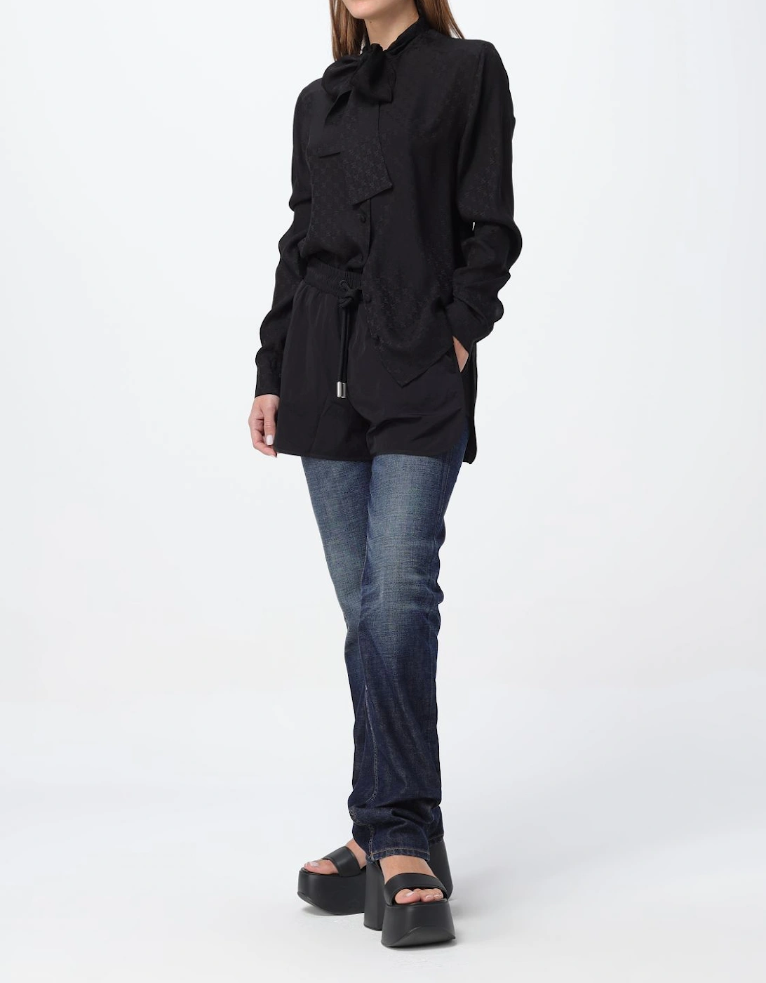 Silk Bow Tie Blouse Long Sleeves
