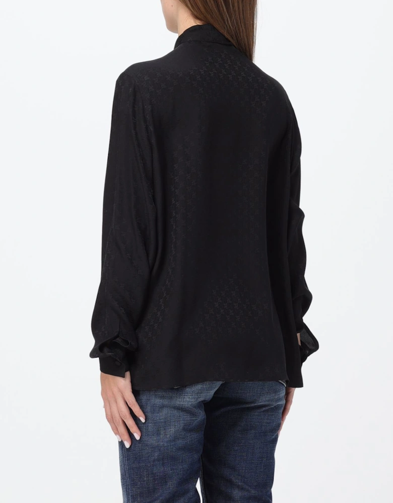 Silk Bow Tie Blouse Long Sleeves