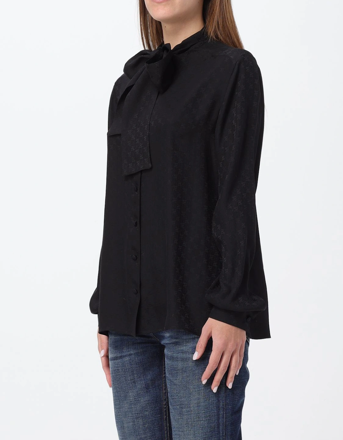 Silk Bow Tie Blouse Long Sleeves