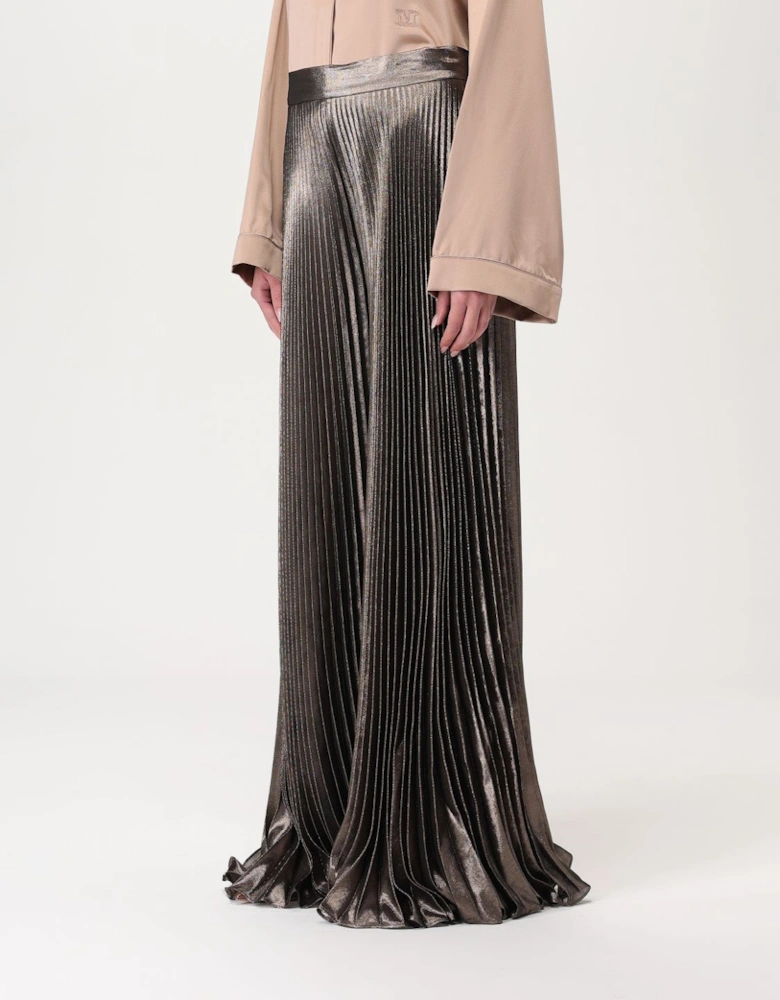 Pianoforte Metallic Pleated Midi Skirt