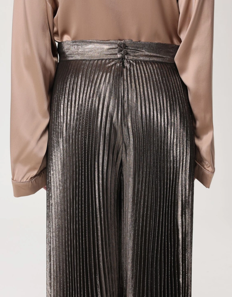 Pianoforte Metallic Pleated Midi Skirt