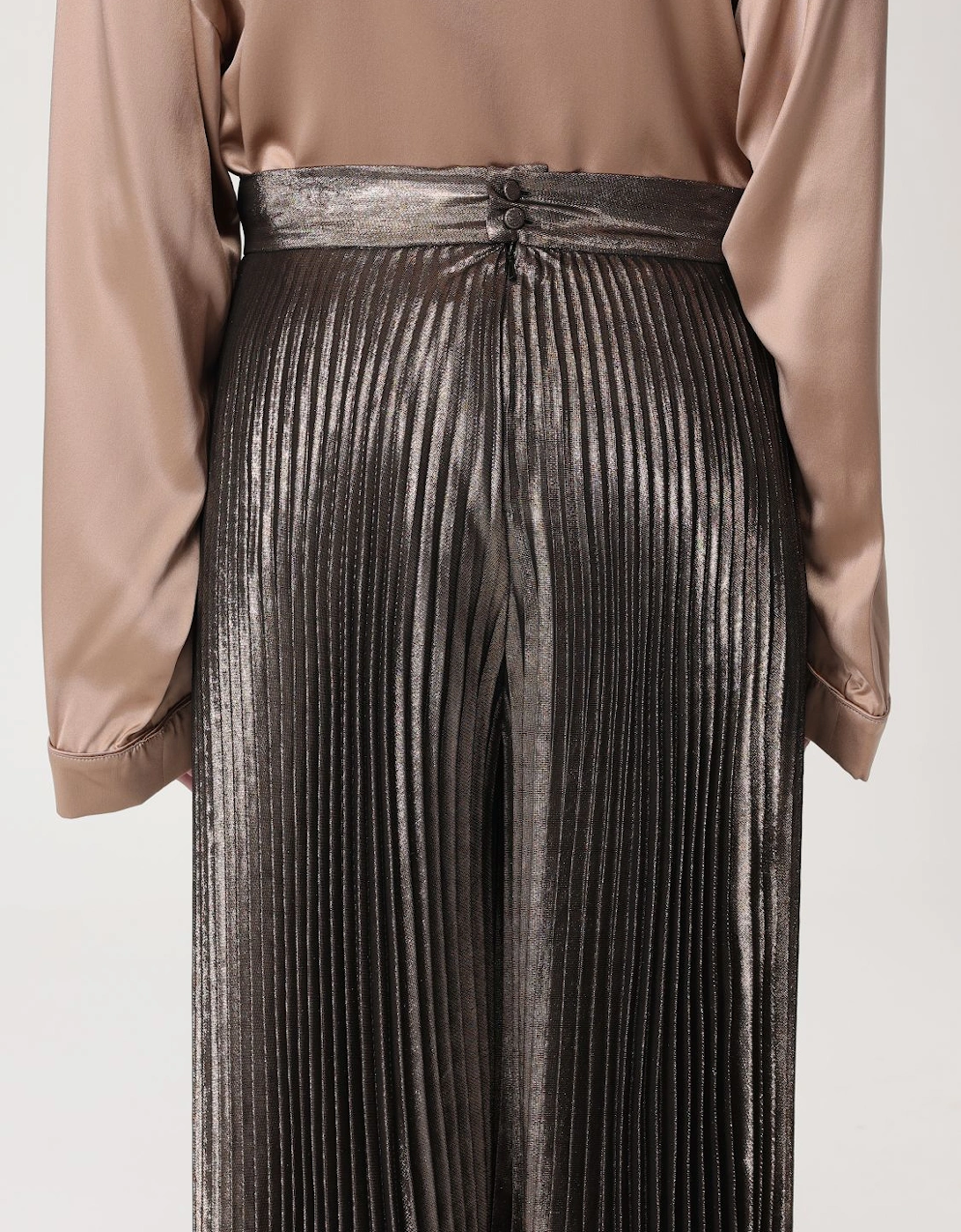 Pianoforte Metallic Pleated Midi Skirt