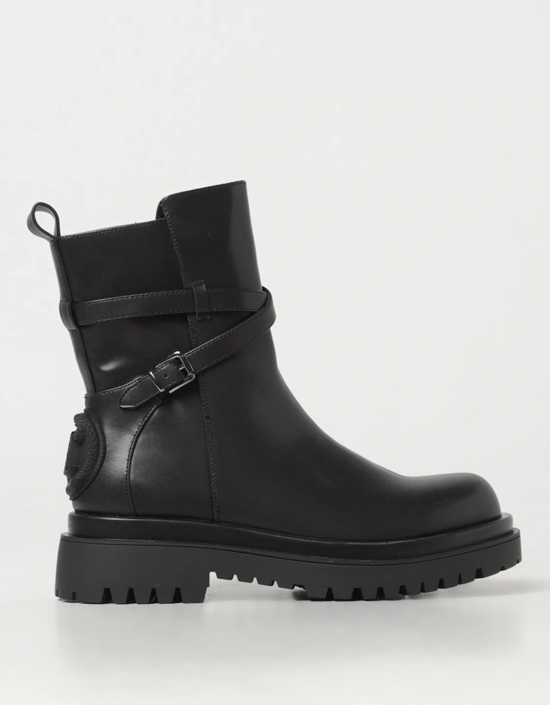 Leather Ankle Boots Buckle Detail