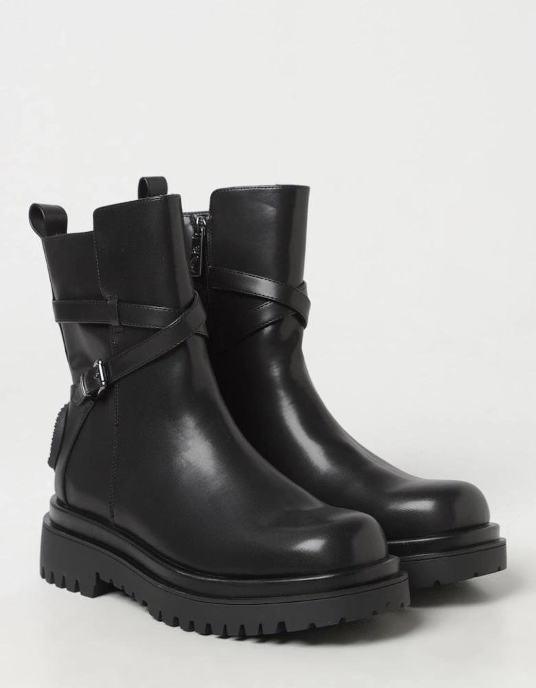 Leather Ankle Boots Buckle Detail