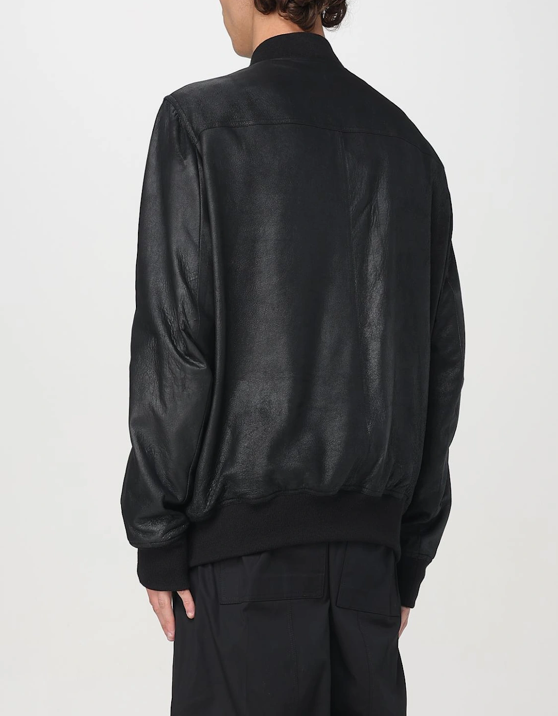 Leather Bomber Jacket with Pockets