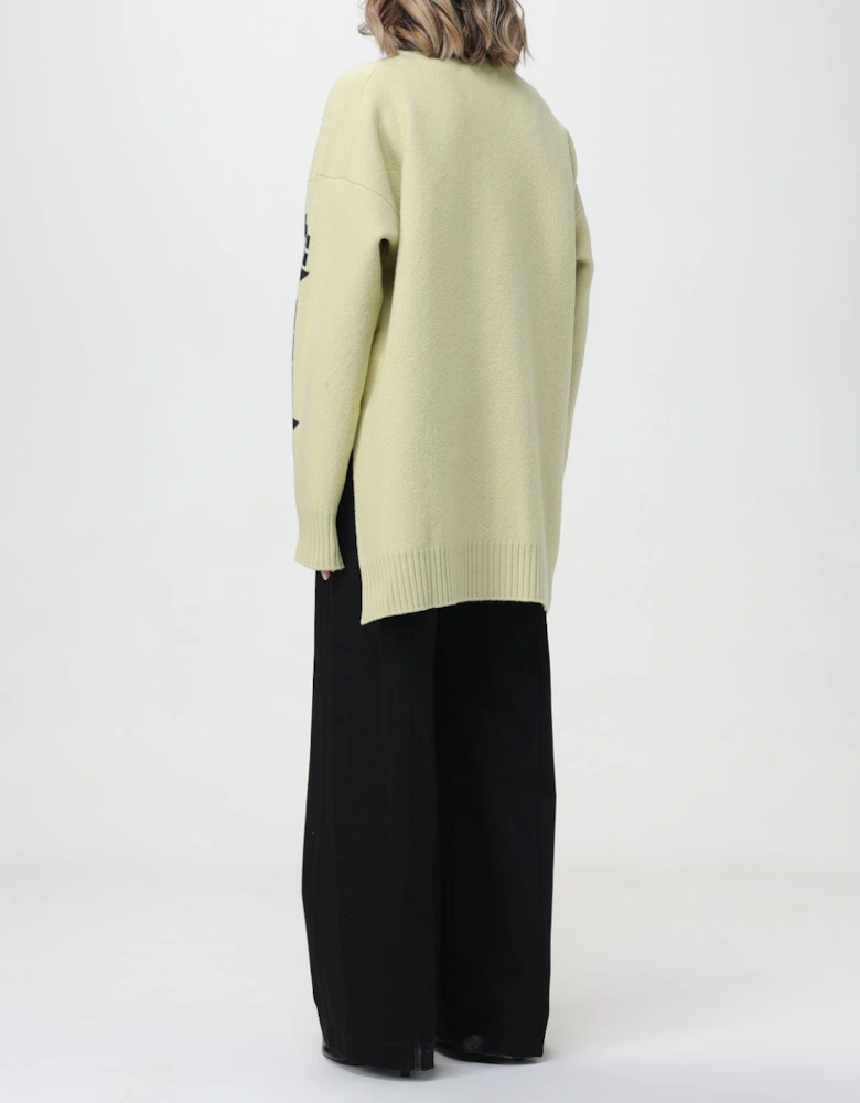 Cherry Print Crew Neck Knit Sweater