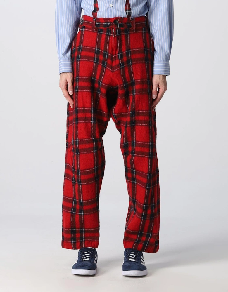 Red Plaid Wool Trousers