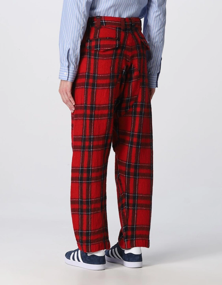 Red Plaid Wool Trousers