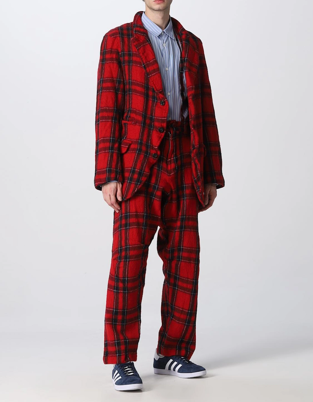 Red Plaid Wool Trousers