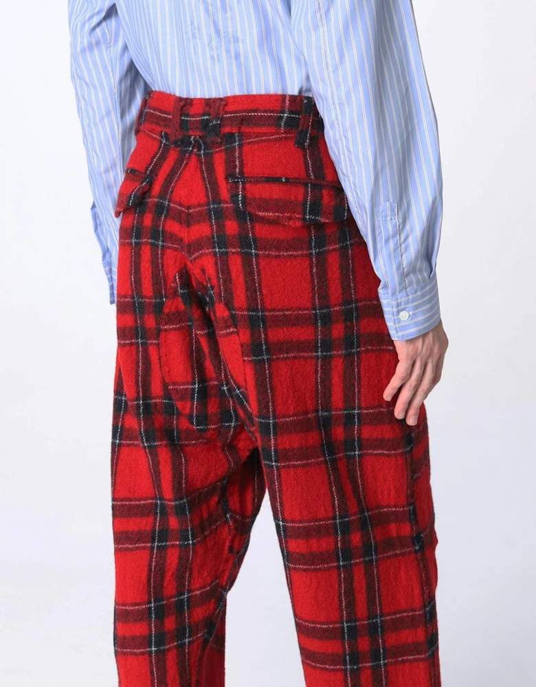 Red Plaid Wool Trousers
