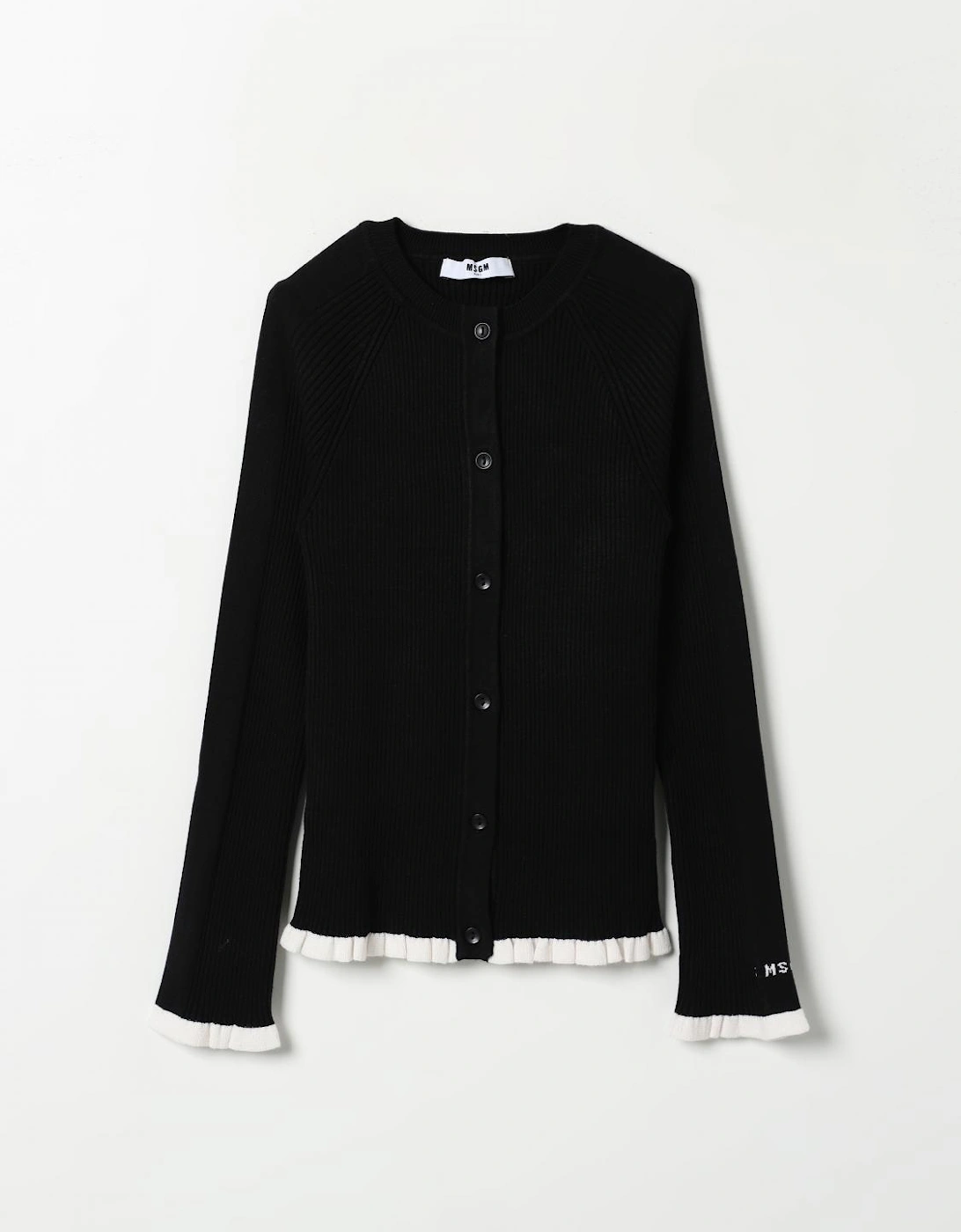 Ribbed Knit Cardigan Ruffle Trim, 3 of 2