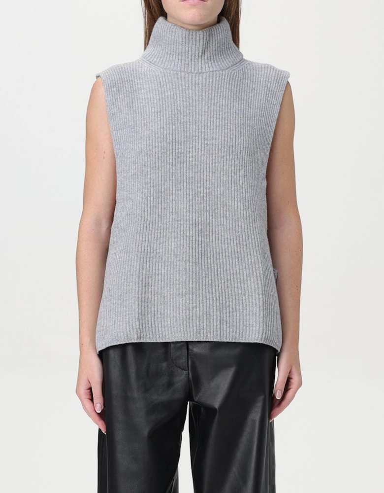 Ribbed Knit Sleeveless Mock Neck