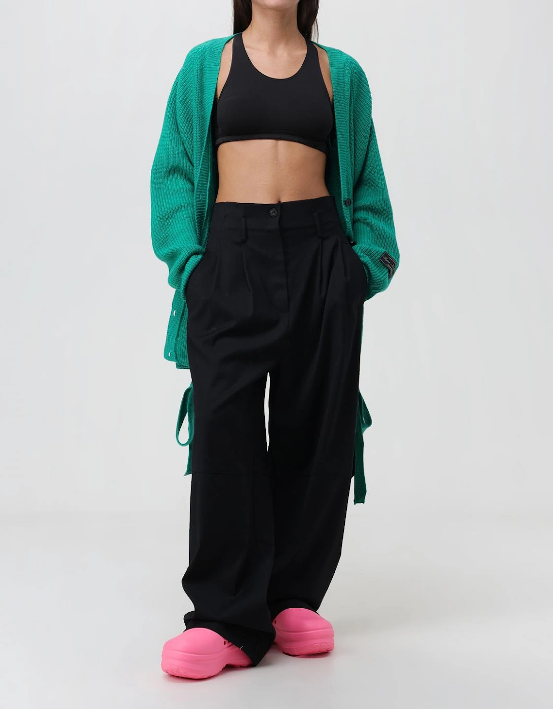 Ribbed Knit Cardigan with Side Ties