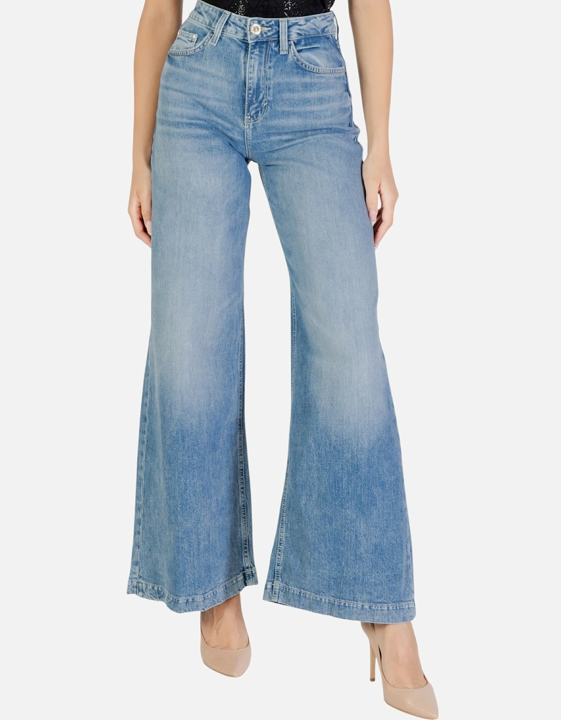 Classic Denim Jeans with Zip and Button Fastening