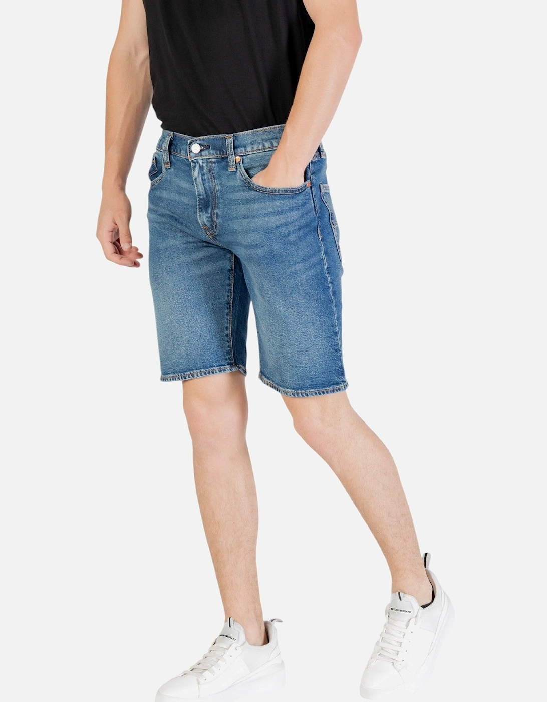 Classic Denim Shorts with Zip and Button Fastening
