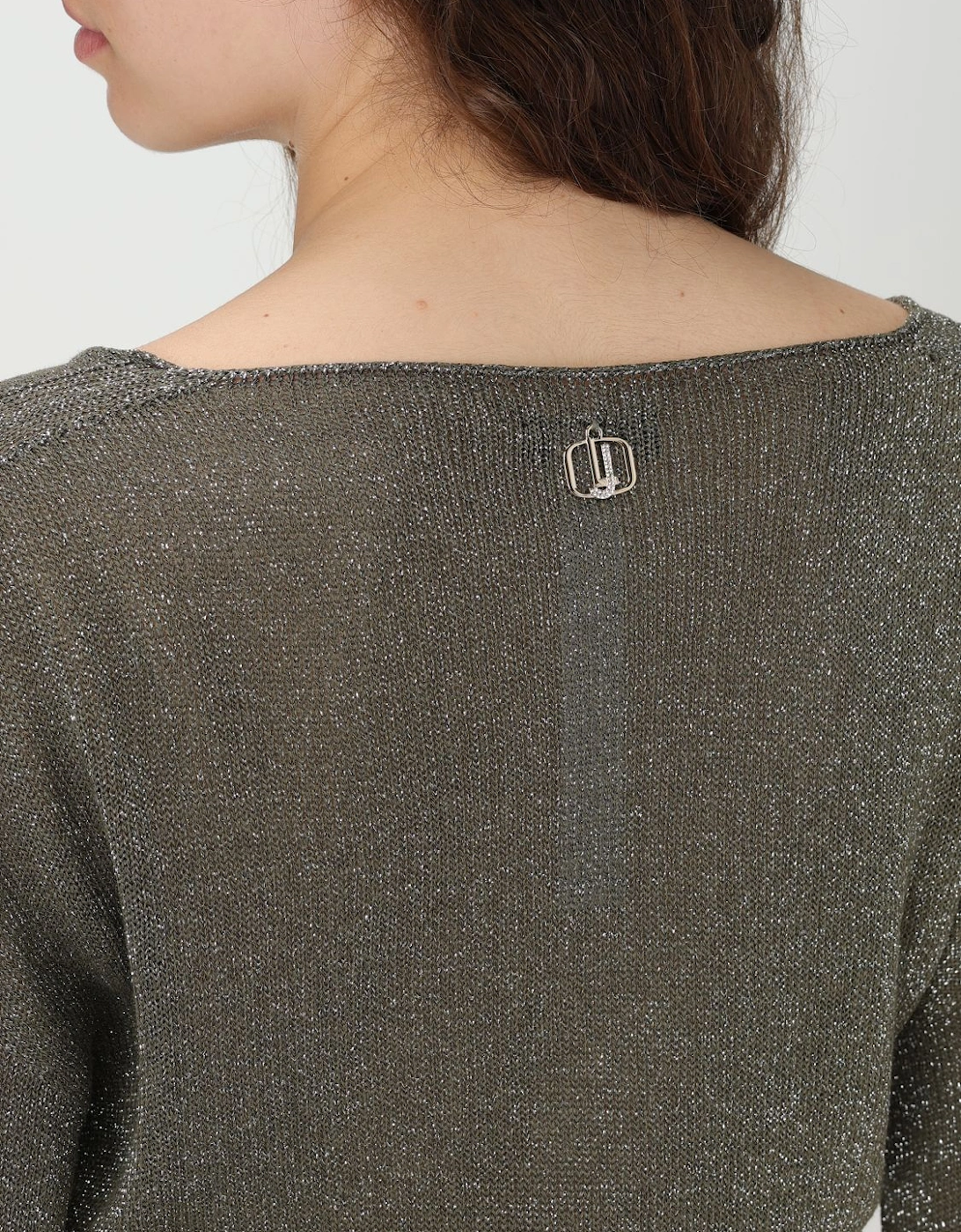 Cropped VNeck Glitter Knit Sweater