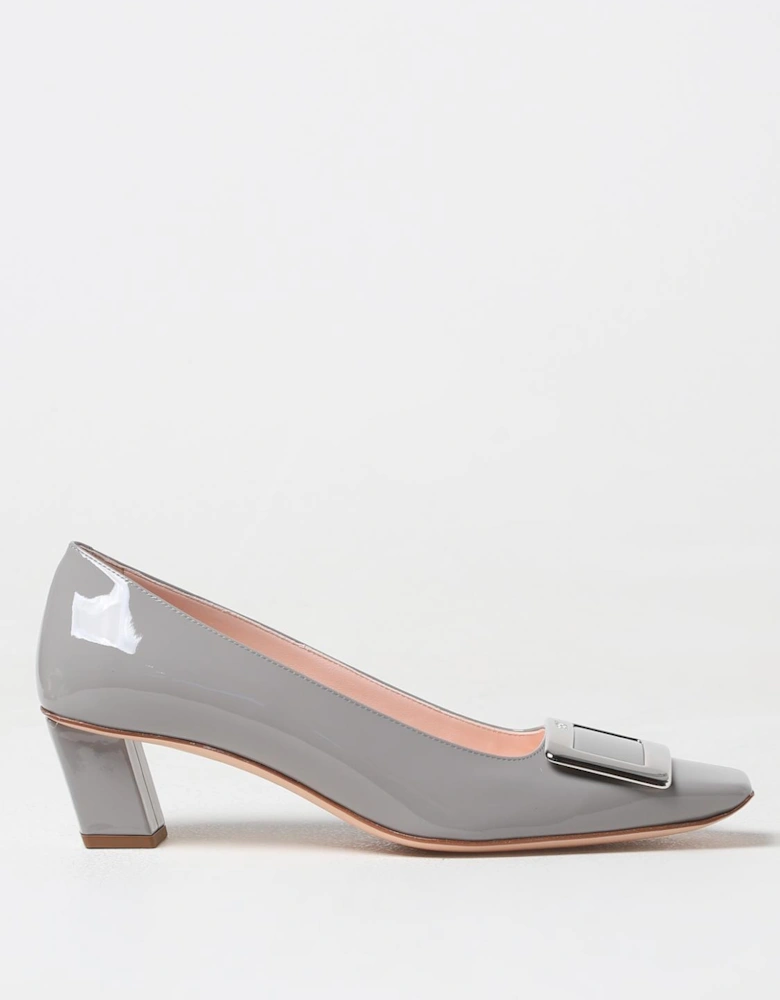 Elegant Pointed-Toe Pumps with Block Heel and Decorative Buckle