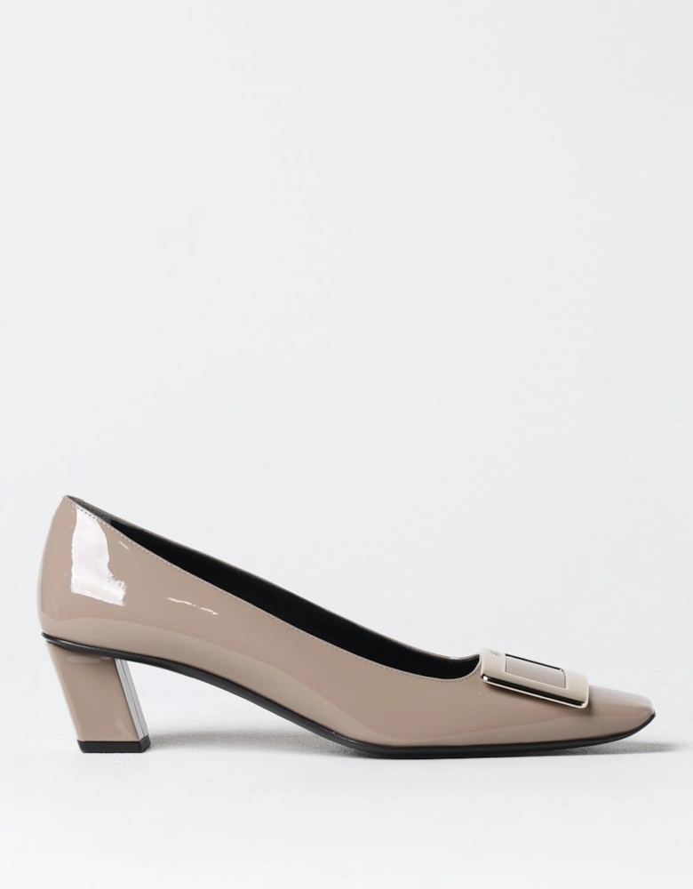 Elegant Pointed-Toe Pumps with Block Heel and Decorative Buckle