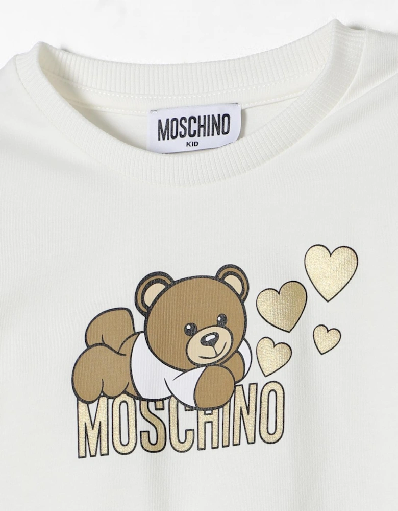 Girls Ruffle Sleeve Teddy Bear Top