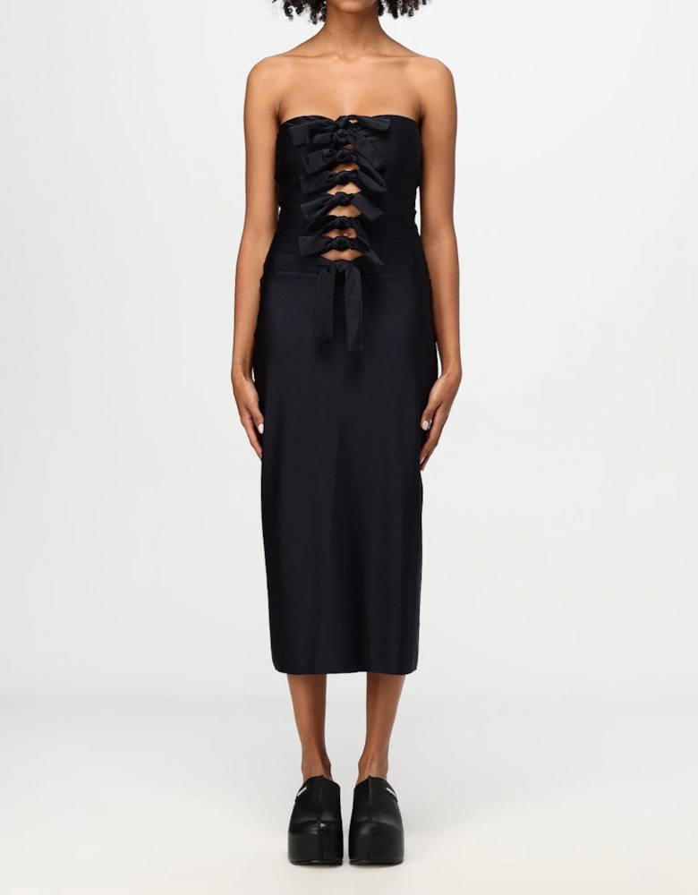 Bow Tie Midi Dress Cutout Detail