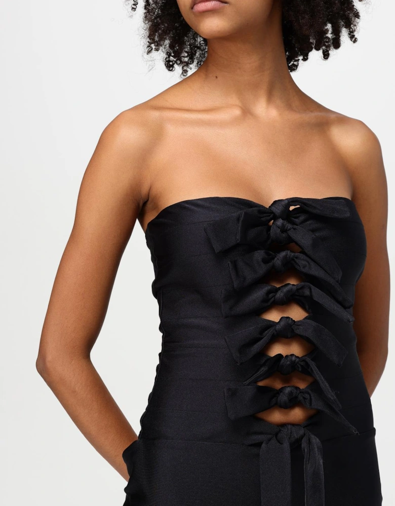 Bow Tie Midi Dress Cutout Detail