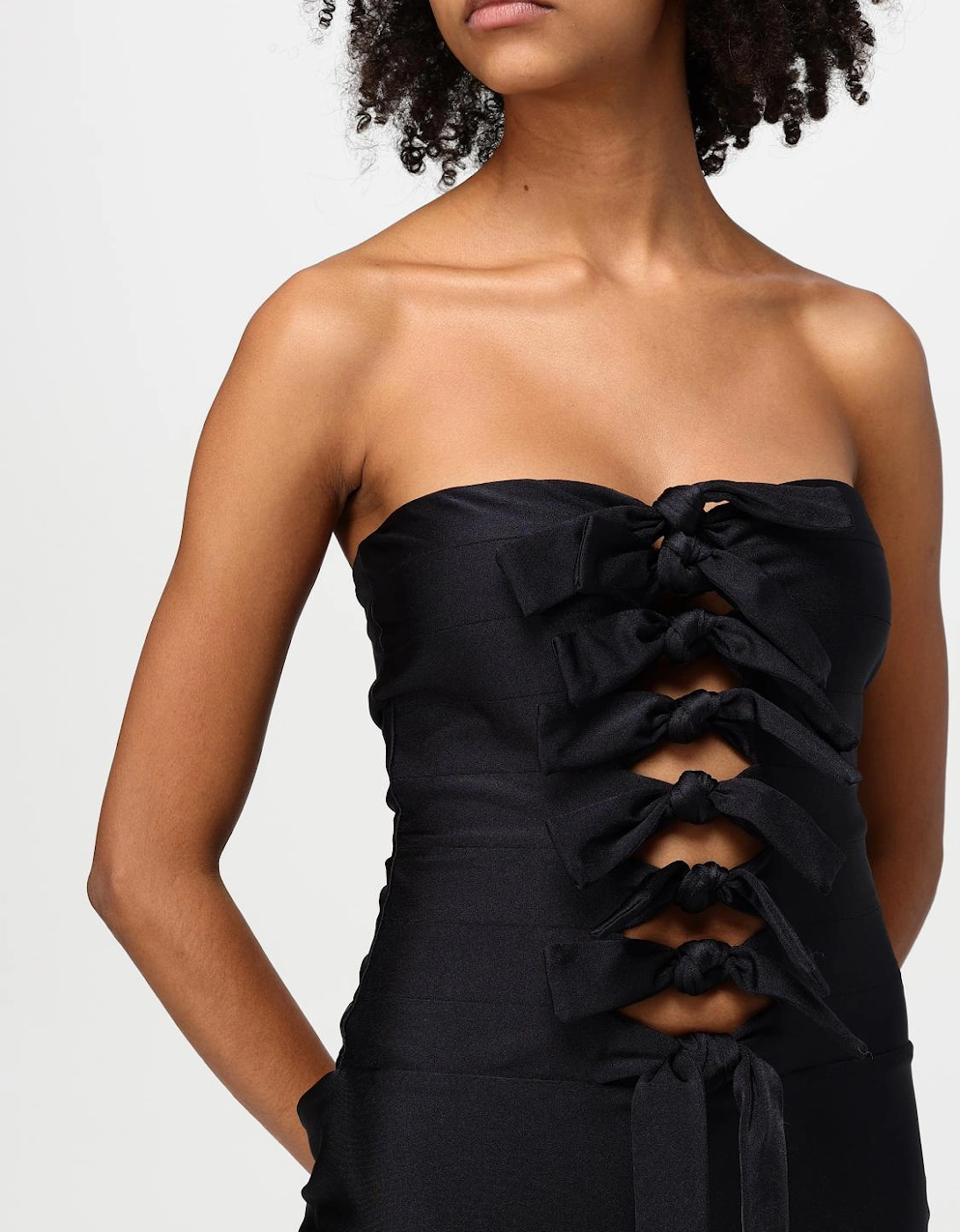 Bow Tie Midi Dress Cutout Detail