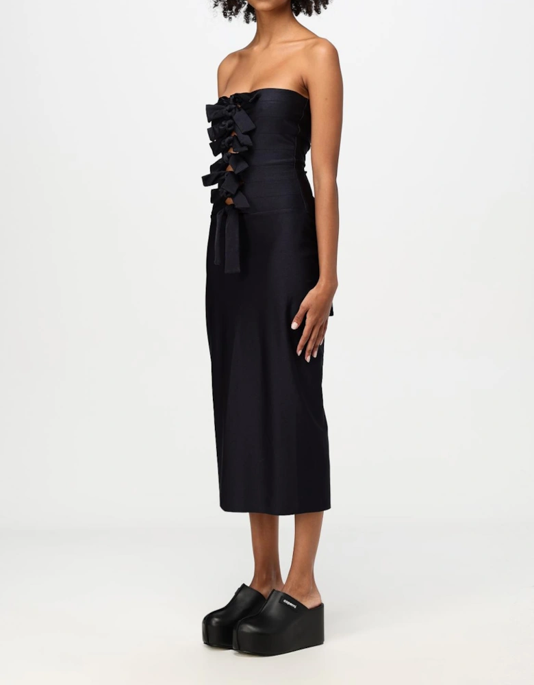 Bow Tie Midi Dress Cutout Detail