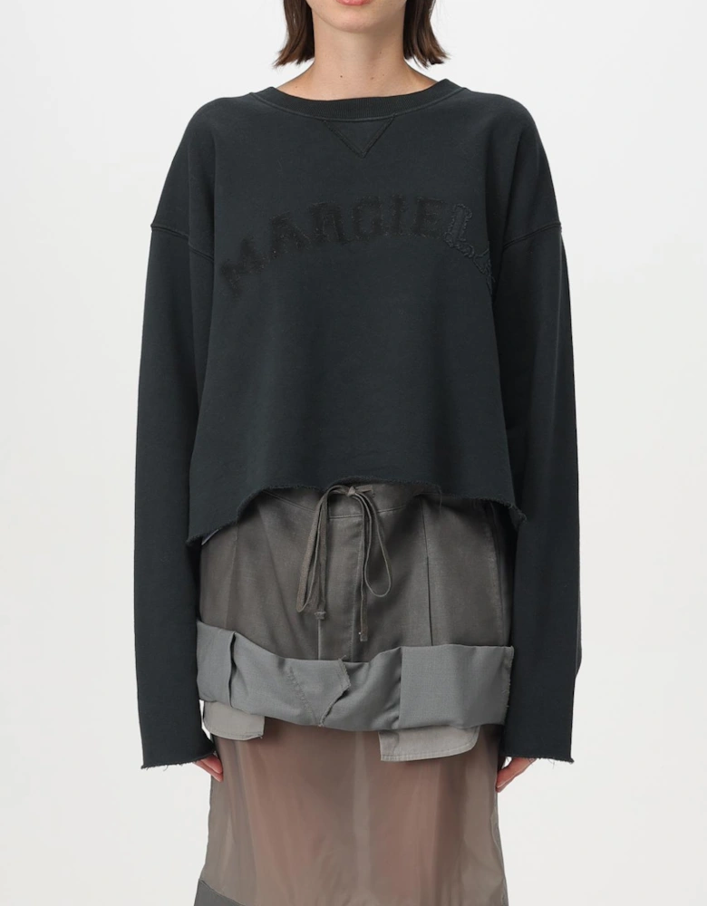 Cropped Sweatshirt Embroidered Logo