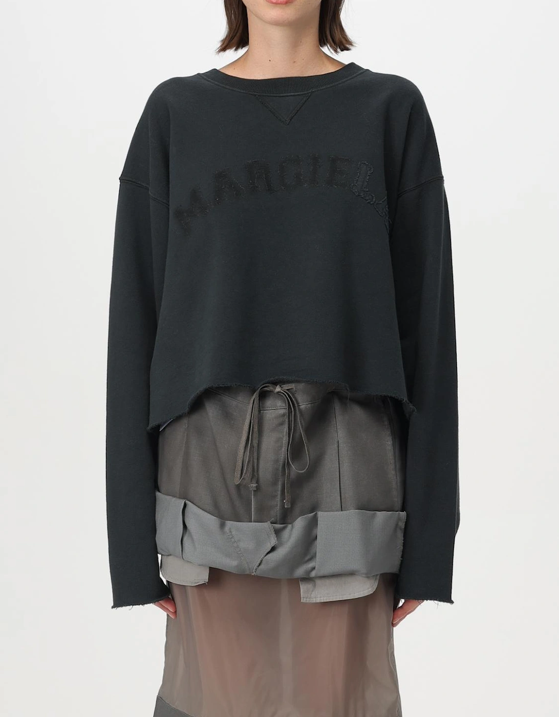 Cropped Sweatshirt Embroidered Logo, 7 of 6