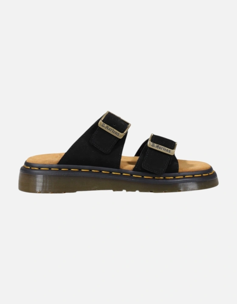 Leather Open Toe Buckle Slippers