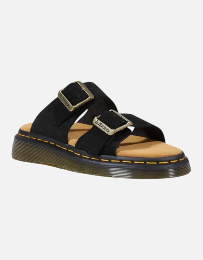 Leather Open Toe Buckle Slippers