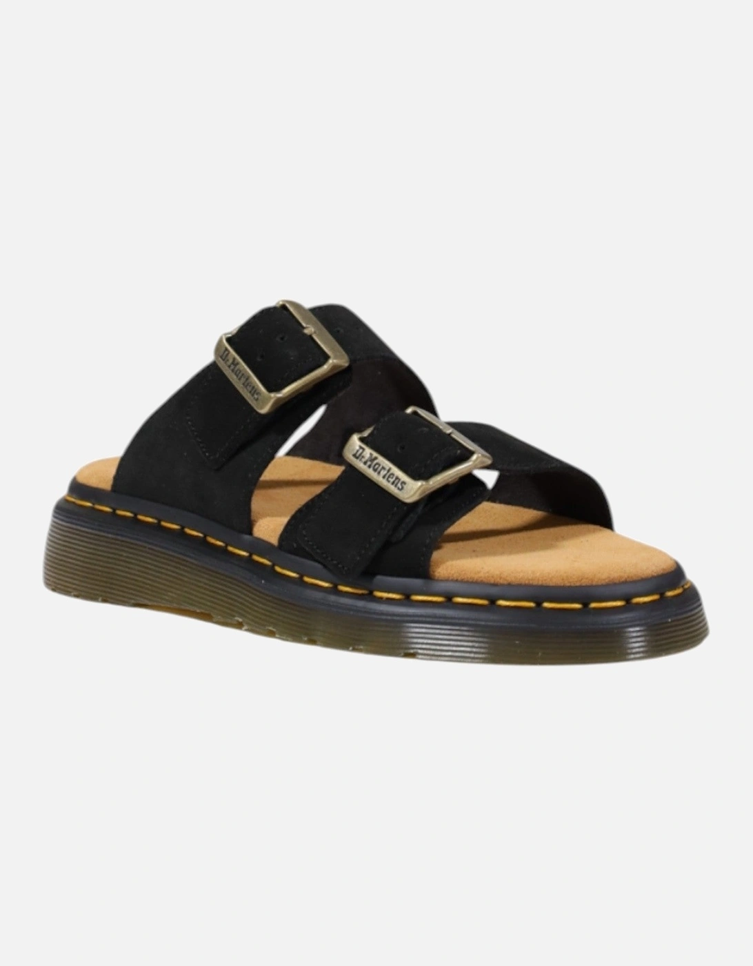 Leather Open Toe Buckle Slippers