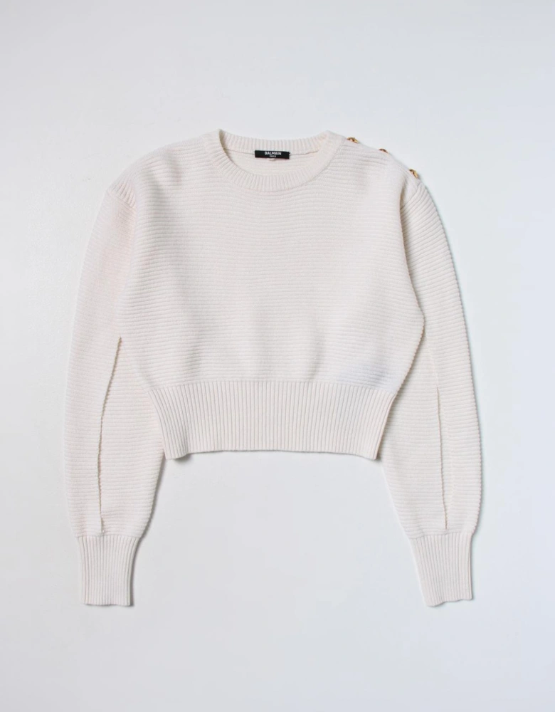 Cropped Ribbed Knit Sweater