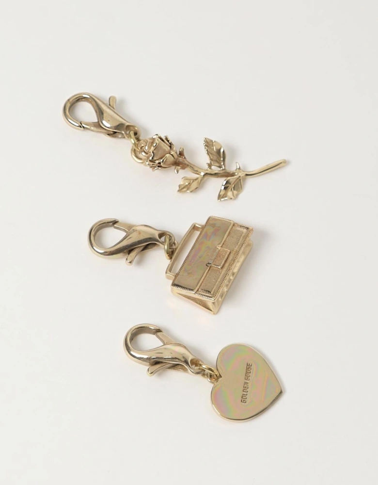 Gold Charms Set Handbag Heart Rose