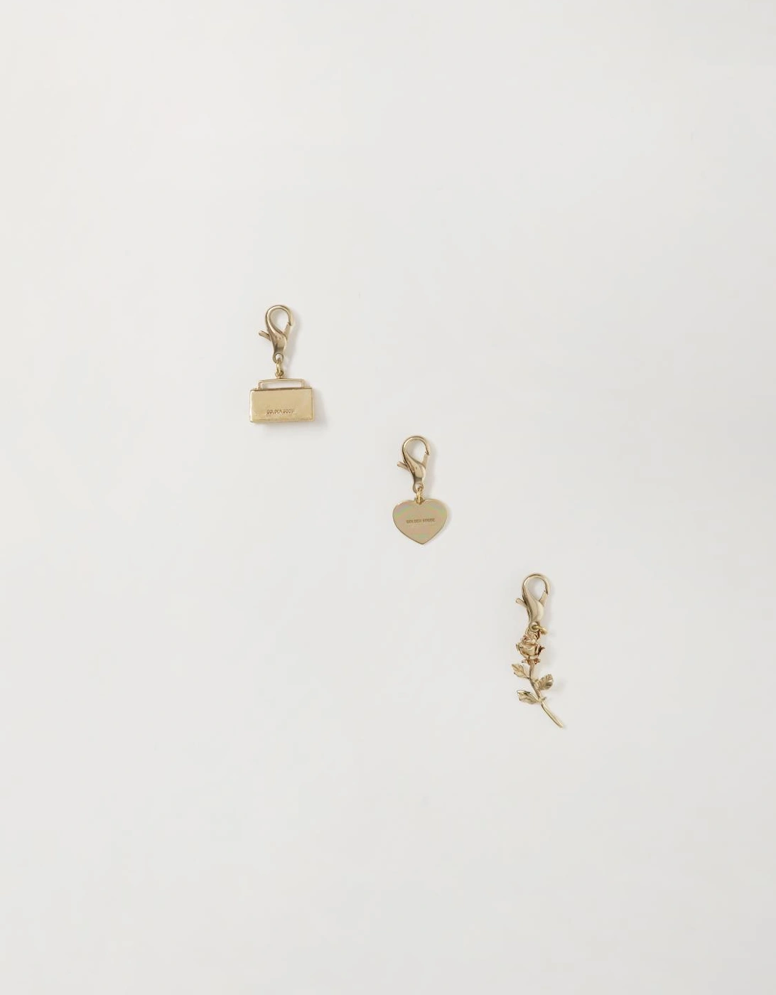 Gold Charms Set Handbag Heart Rose