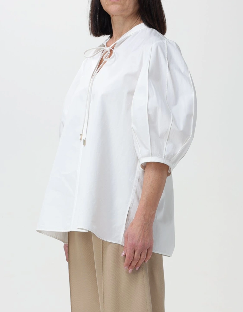 Tie Neck Cotton Poplin Blouse