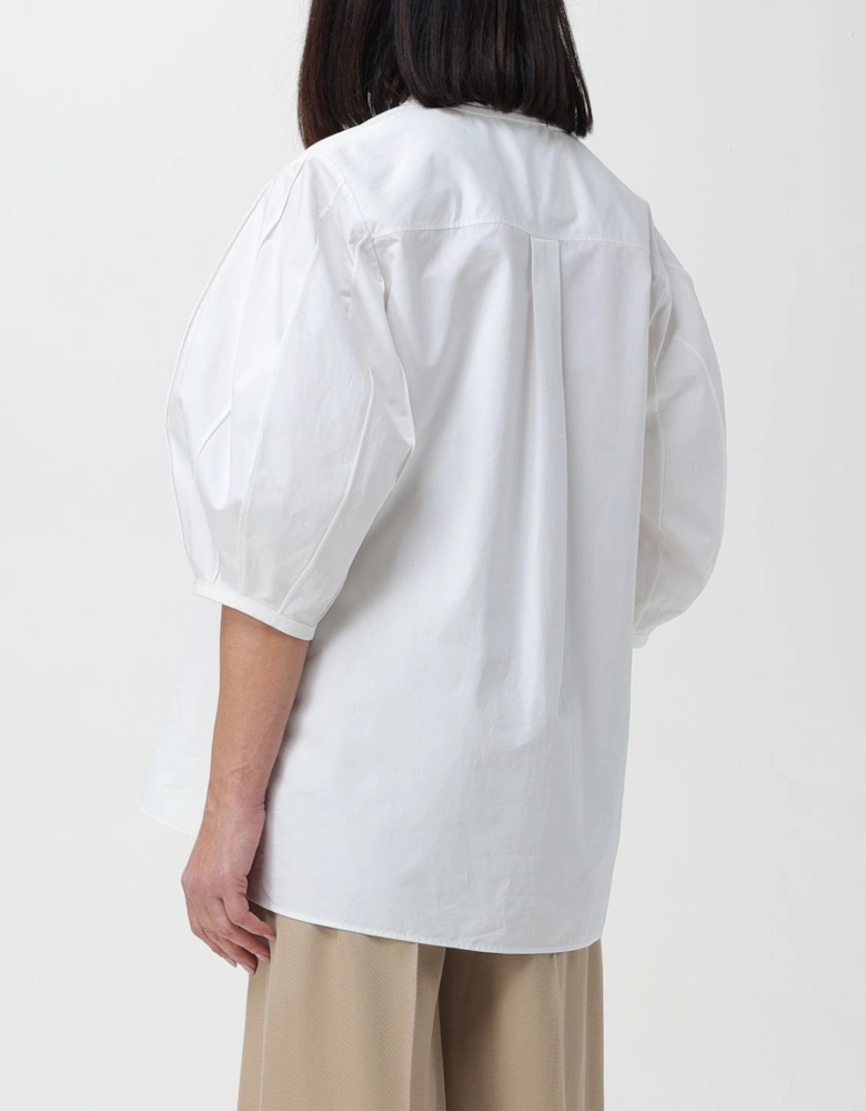 Tie Neck Cotton Poplin Blouse