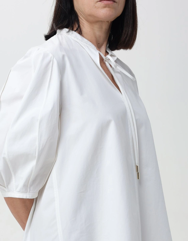 Tie Neck Cotton Poplin Blouse