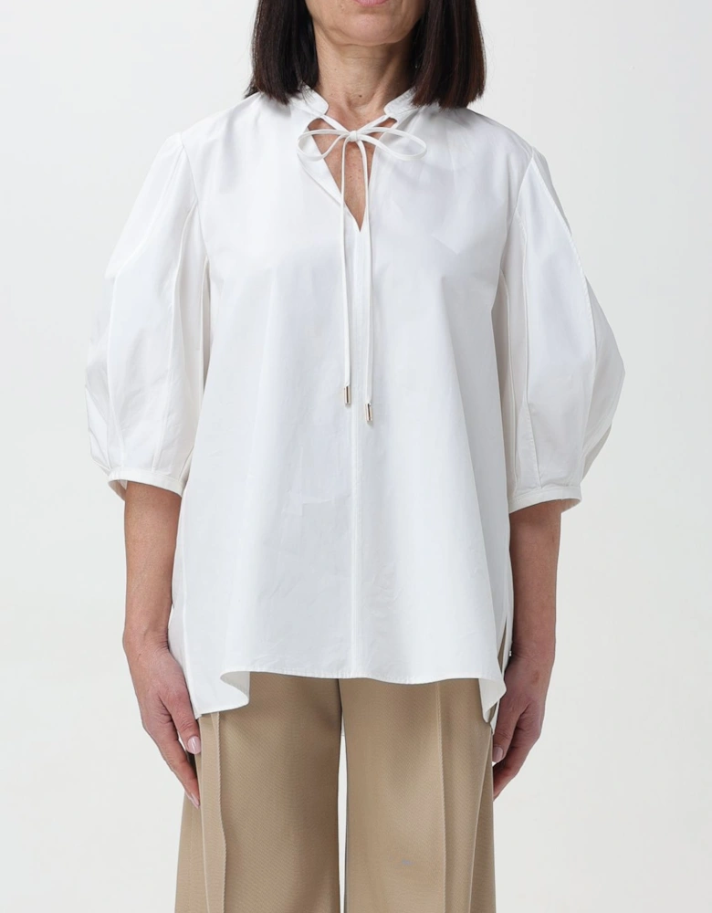 Tie Neck Cotton Poplin Blouse