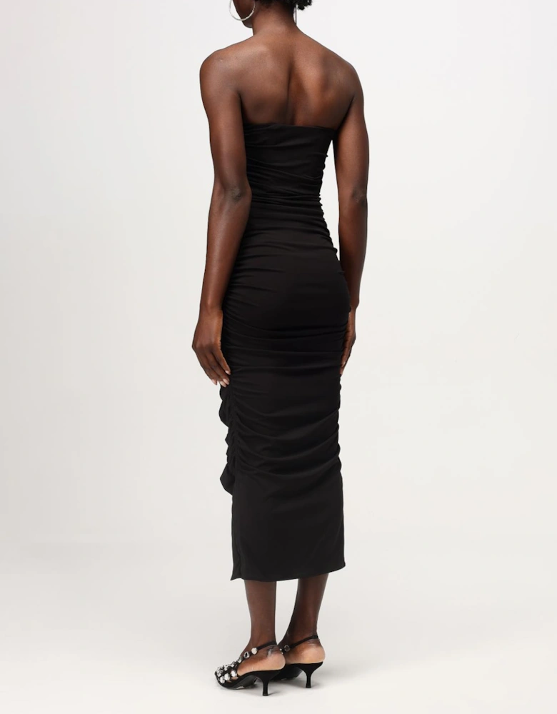Ruched Strapless Midi Dress