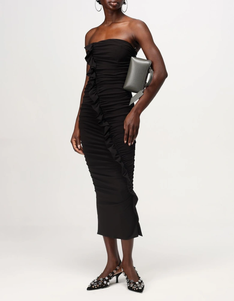 Ruched Strapless Midi Dress