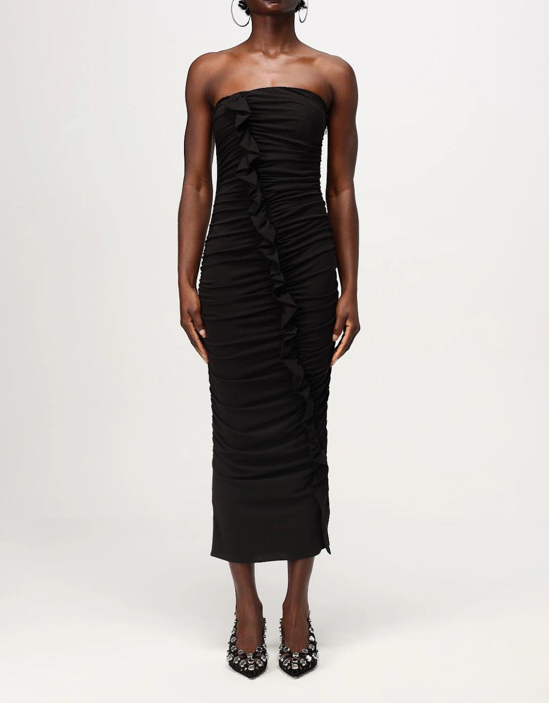 Ruched Strapless Midi Dress, 6 of 5
