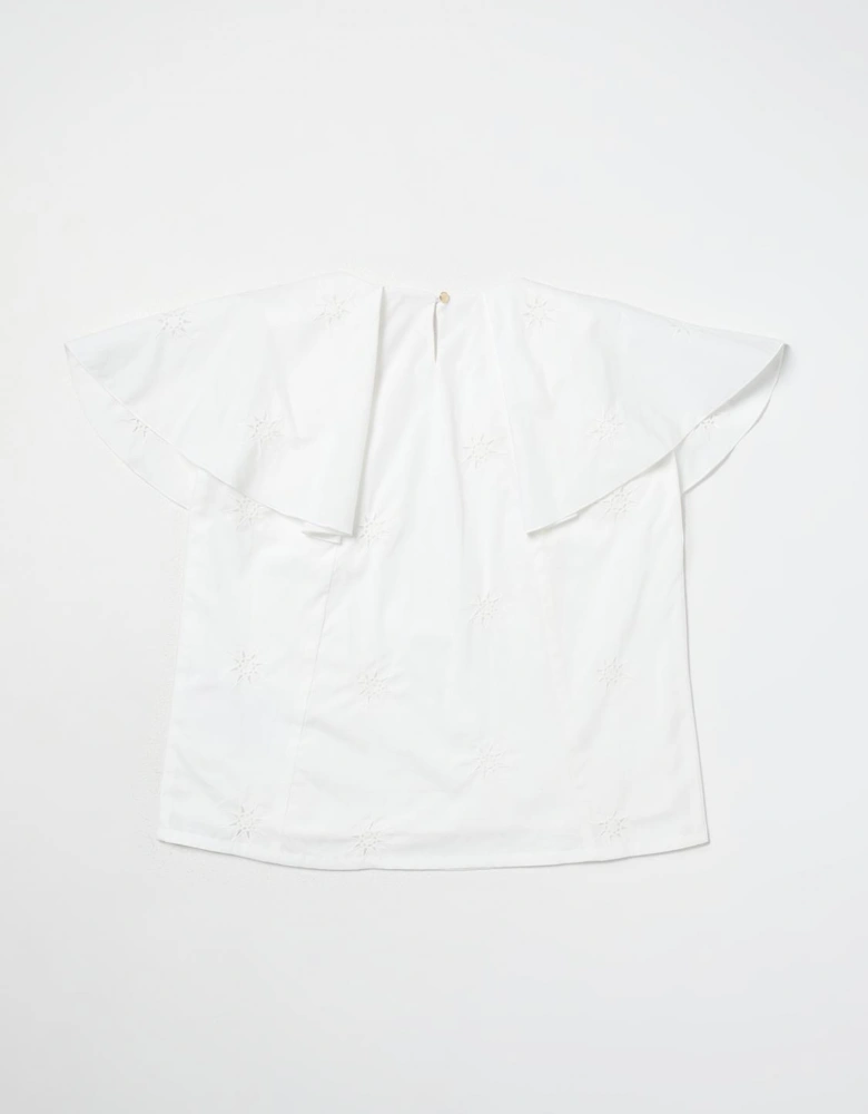 Embroidered Cotton Top Short Sleeves