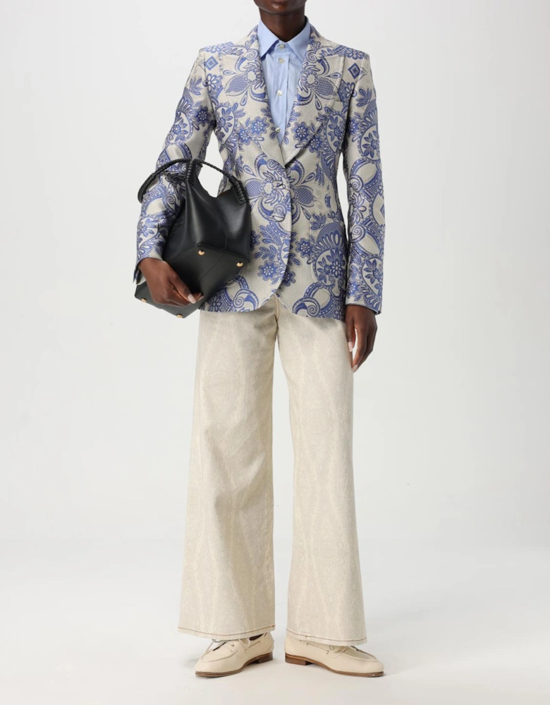 Wide Leg Paisley Print Jeans