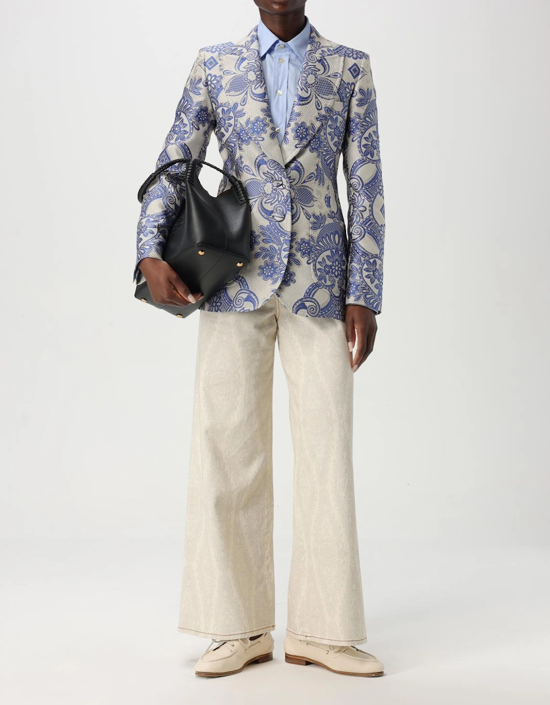 Wide Leg Paisley Print Jeans